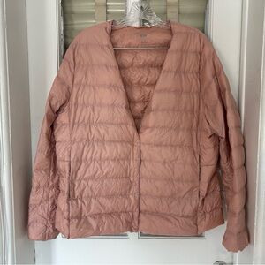 Uniqlo Light Pink Ultra Light Down Snap Front Packable Jacket